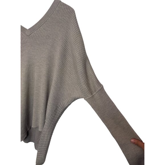 All Saints taupe Keld Olivo oversized V-neck asymmetrical sweater size L - Picture 7 of 14